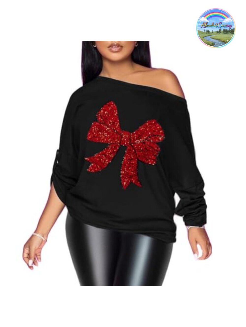 Womens Off Shoulder Metallic Shiny Long Sleeve Top Loose Fit Batwing Party